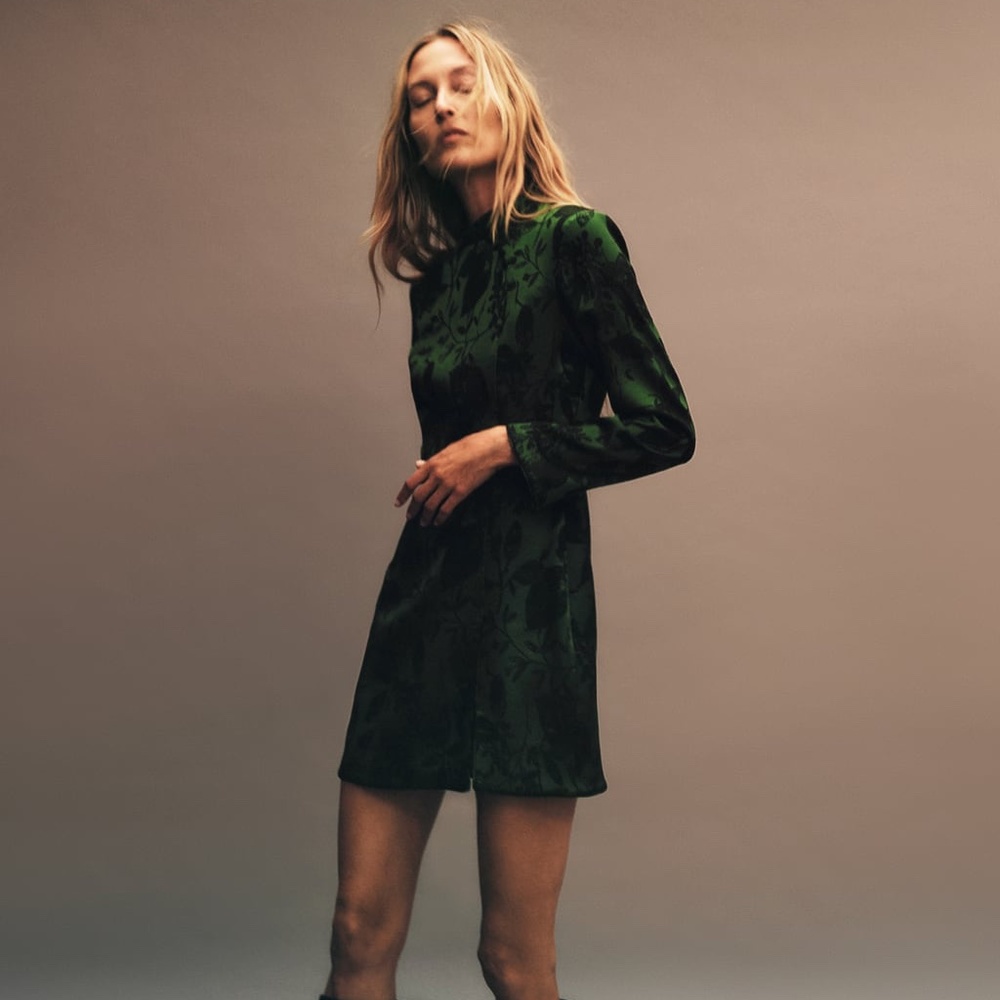 NWT ZARA SHORT JACQUARD DRESS XS